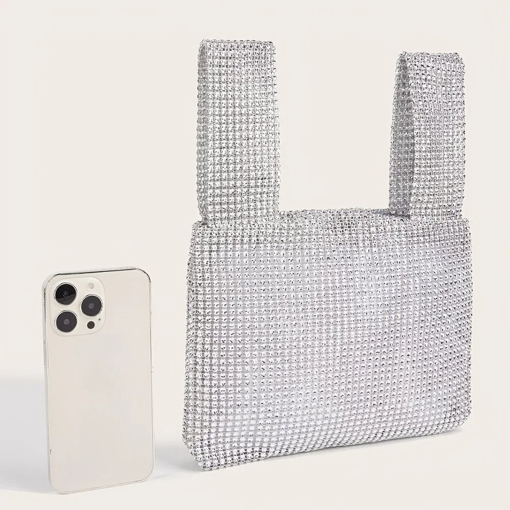 Glitter Bling, Shiny Glamorous, Elegant, Exquisite Rhinestone Decor Hobo Bag